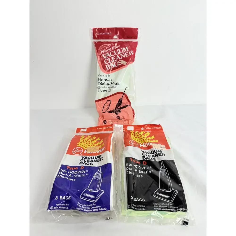 NWT Hoover Type D Vacuum Cleaner Bags 3 Pack Dial-A-Matic Vintage - Picture 1 of 4